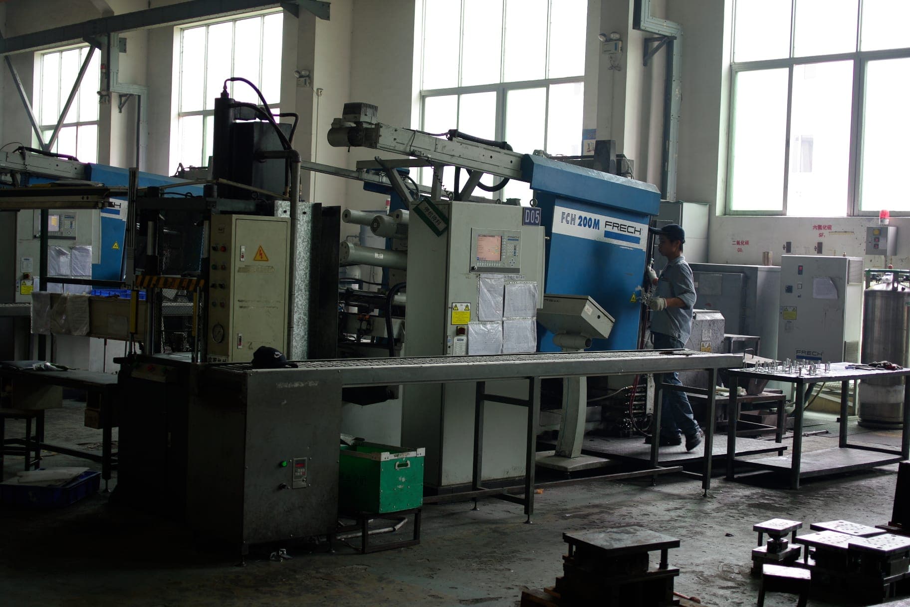 High-pressure die casting machine on a production floor