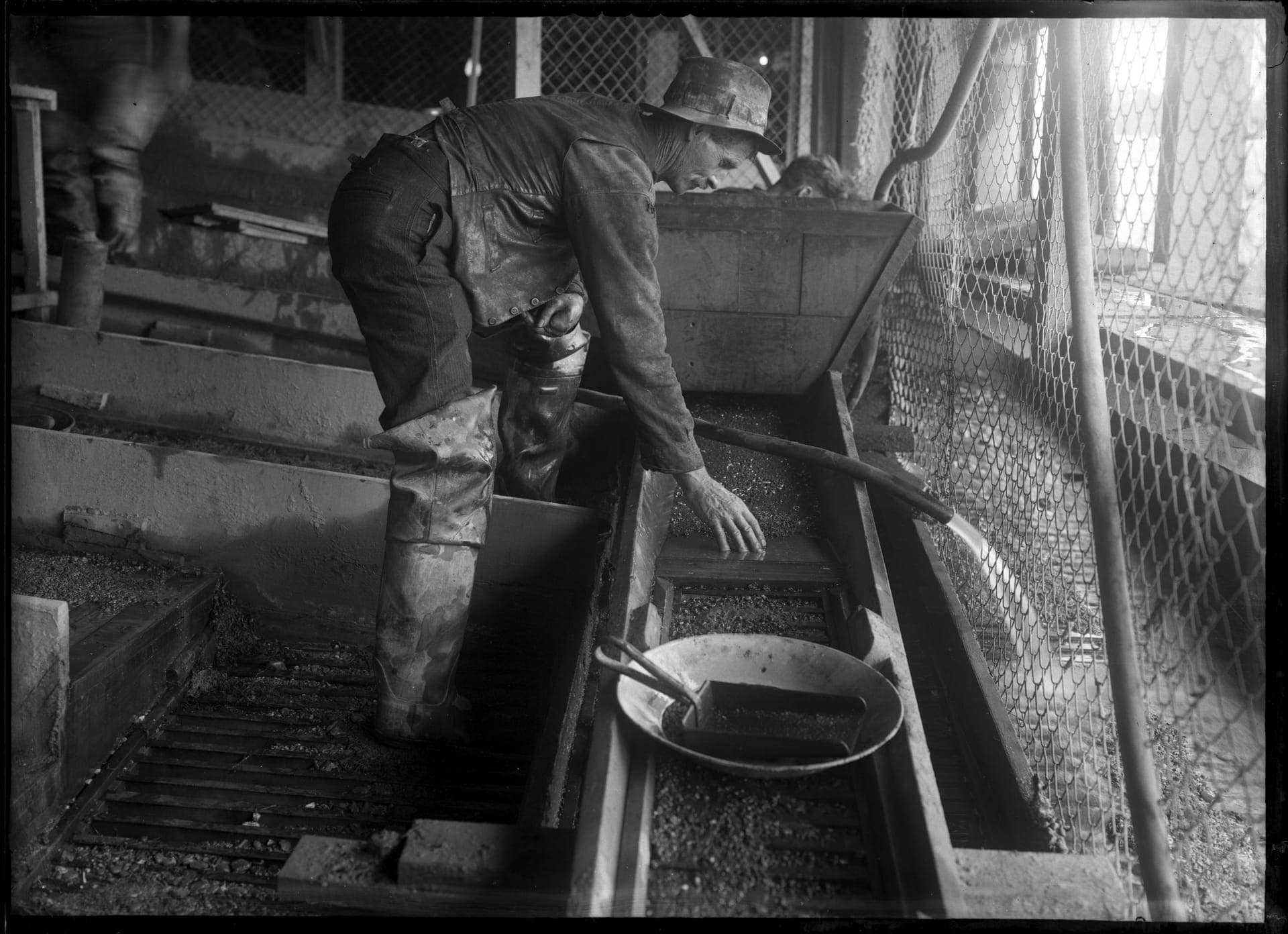 Molten metal being poured in a foundry